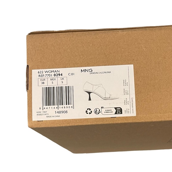 NIB Mango Criss-Cross Strappy Sandals In Ivory Size 38 (7.5) - Picture 8 of 8